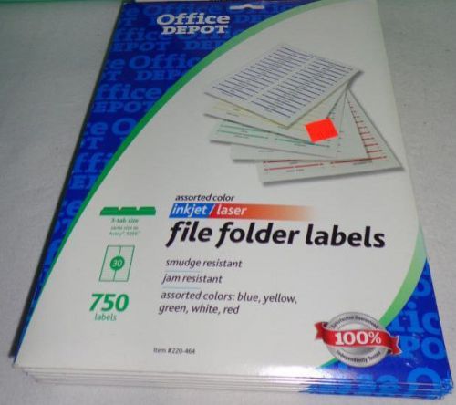 Office Depot File Folder Labels (Avery 5266) Assorted Color 750 labels #220-464