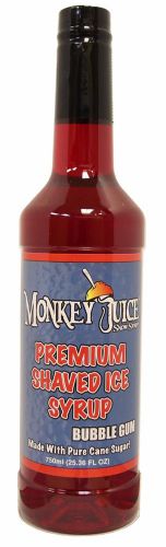 Bubble Gum Snow Cone Syrup - Made with PURE CANE SUGAR - Monkey Juice Brand