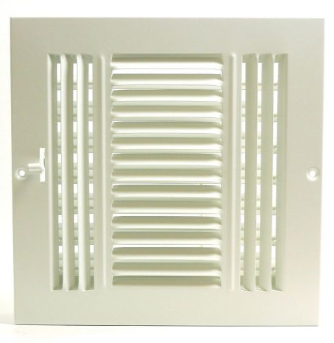 6w&#034; x 6h&#034; Fixed Stamp 3-Way AIR SUPPLY DIFFUSER, HVAC Duct Cover Grille, White