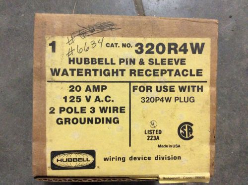 Hubbell 320r4w pin &amp; sleeve watertight receptacle 20amp 125vac 2p 3w for sale
