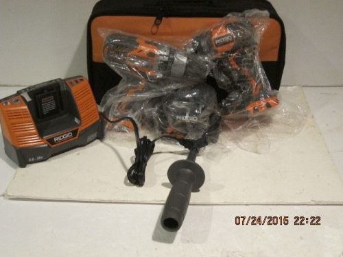 Ridgid r9200 x4 18v hyper li-ion cordless hammer drill &amp; impact driver combo new for sale