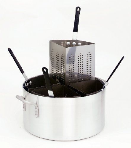 Crestware 20 quart, four compartment, three piece aluminum pasta cooker with for sale
