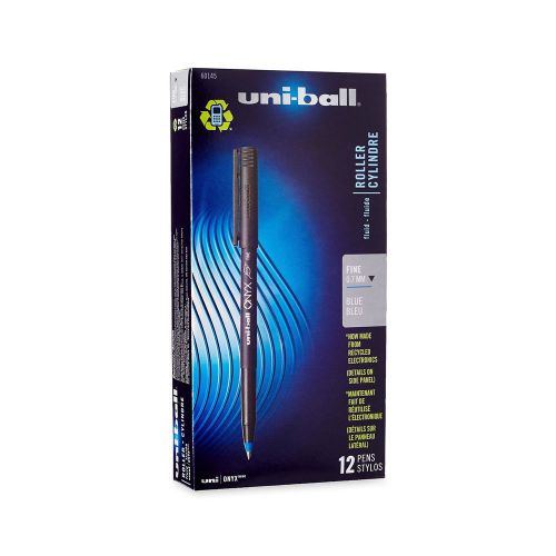 uni-ball Onyx Stick Fine Point Roller Ball Pens 12 Blue Ink Pens(60145)