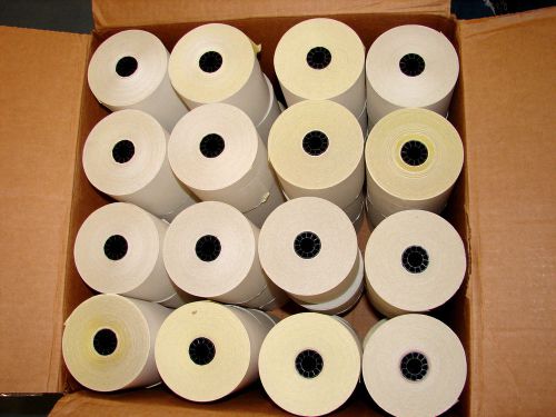 Lot of 48 Carbonless 2 Ply White/Canary Receipt Paper 3 1/4&#034;x 108&#039; 11/16 core