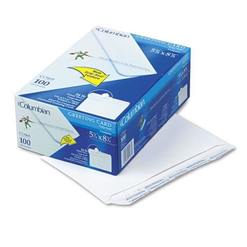 New 100 no Lick Greeting Card Envelopes 5-3/4&#034; x 8-3/4&#034; White Grip Seal