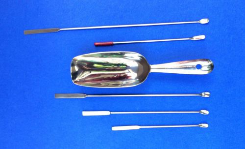 KAYCO 6 Pieces MICRO-SPATULA with SCOOP STAINLESS STEEL- Medical/General Lab Aid