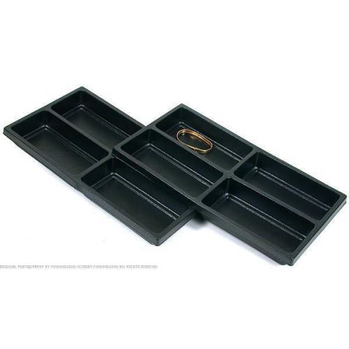 2 Black Plastic 4 Compartment Jewelry Tray Inserts