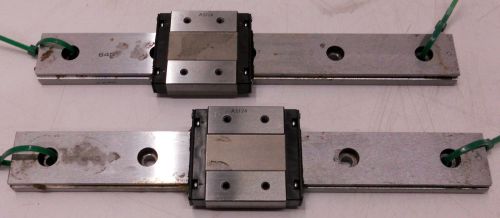 PAIR OF THK RSR-12WV A5F-24 LINEAR BEARING SLIDE STAGE BLOCK GUIDE RAILS 7 1/2&#034;
