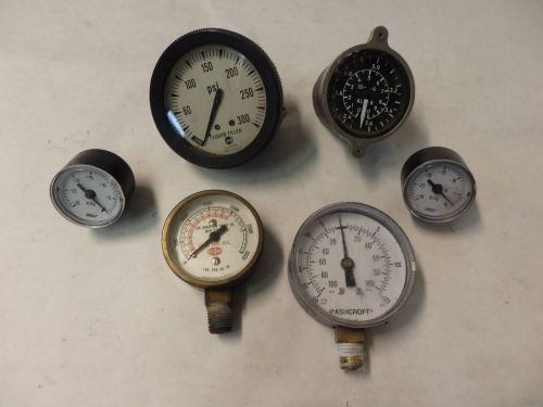 Assorted Lot of 6: Gauge Meter different sizes Ashcroft USG WIKA A6