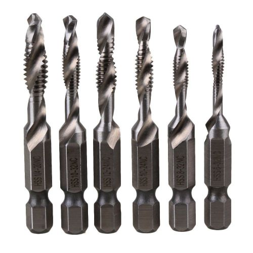 6pcs 1/4&#034; hex shank hss steel screw thread hand tap drill for threading machine for sale