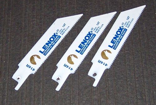 3 ea. Lenox 20551 S414R   4&#034; 14-TPI Reciprocating Bi-Metal Blades From Bulk Pack