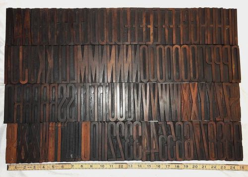 Large antique 25 line 4.16&#034; gothic xxx condensed letterpress wood type 124 piece for sale
