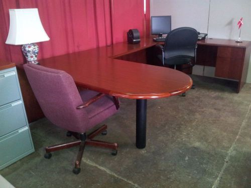 Desk executive &#034;u&#034; shaped cherry veneer by kimball for sale