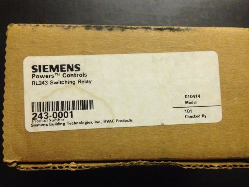 Seimens Powers Controls 243-0001 RL243 Switching Relay-New in Box