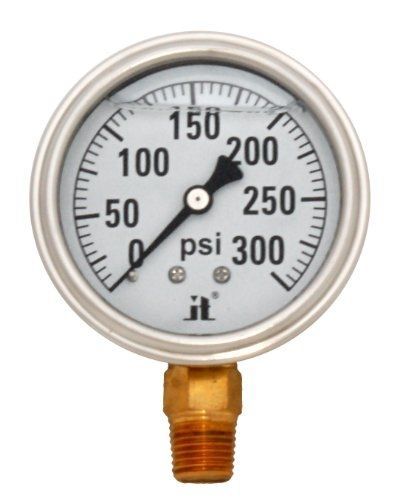 Zenport LPG300 Zen-Tek Glycerin Liquid Filled Pressure Gauge, 300 PSI, Box of 10