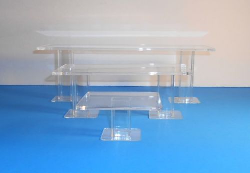 3 Nested Acrylic Risers - (4 x 12 x 4) - (4 x 8 x 3) - (4 x 4 x 2) - 3/16 Thick