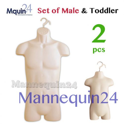 Flesh male &amp; toddler body forms with hanging hook clothing display body forms for sale