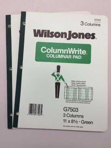 Wilson Jones G7503 Columnar Pad, 3 Columns, 50 Sheets, 11&#034;x8-1/2&#034;, Green 2 pads.