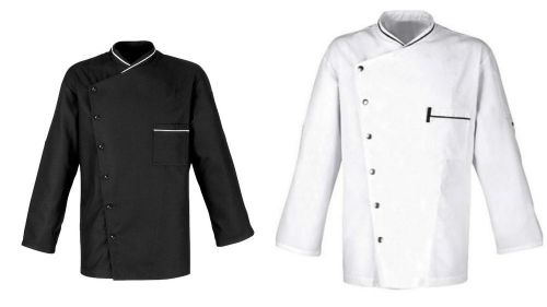 Long Sleeves Cook Chef Waiter Waitress Coat Uniform Jacket collar Trim