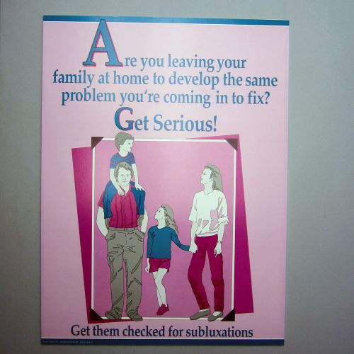 Chiropractic Poster VTG on Foam Board Check Family for Subluxations 18 X 24