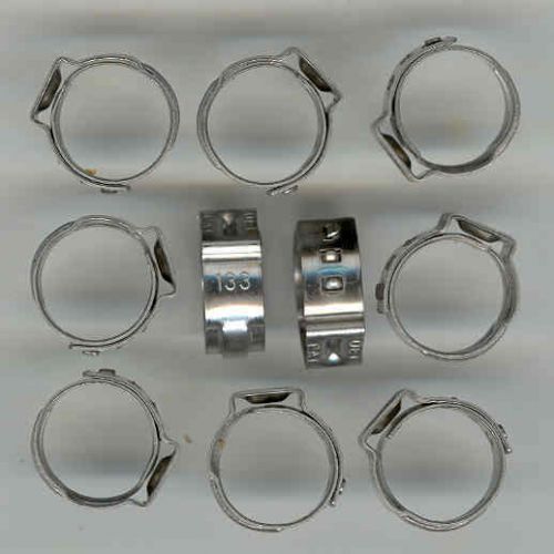 10 New Stainless Steel Oetiker Clamps for Beer Systems or Coke/Pepsi Systems.