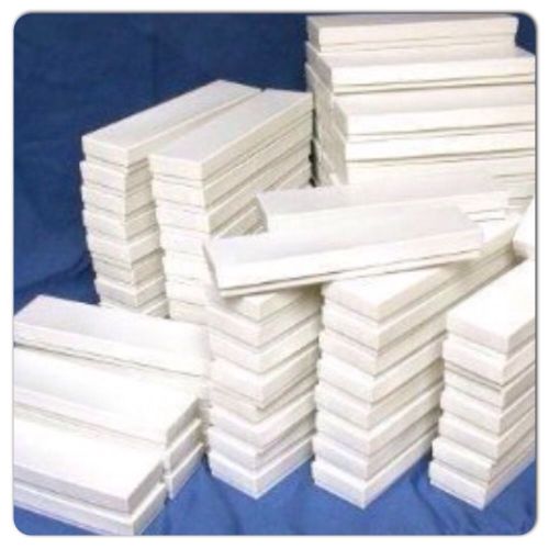 100 White Foil View Top Cotton Filled Gift Boxes 8&#034; X 2&#034; Jewelry Bracelet Box