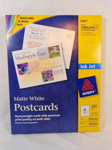 Avery Ink Jet Matte White POSTCARDS 8387 4 Per Sheet 200 Ct Box 5.5&#034; x 4.25&#034;