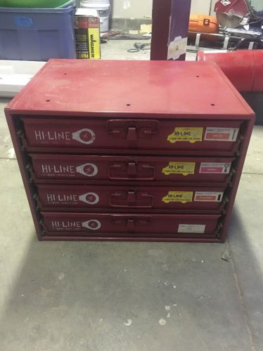 Vintage HI-LINE Metal 4 Compartment Electrical Parts Bin Cabinet Tool Box