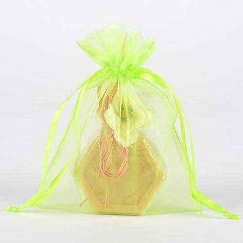 Organza Drawstring Gift Bag 8 x 12 inches 8&#034;x12&#034; Quantity of 10, Apple Green