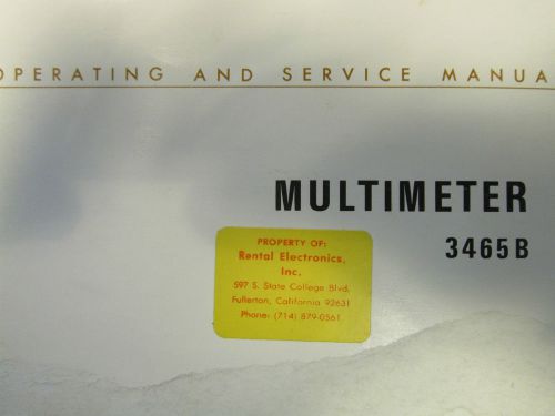 HP 3465B Multimeter Operating and Service Manual