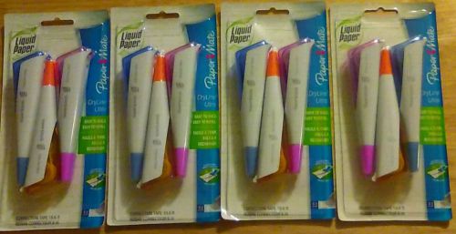 Paper Mate Liquid Paper DryLine Ultra Pen Style Correction Tape 3/Pack LOT OF 4