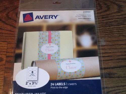 Avery Textured White Oval Labels, 3 Sheets, 22931