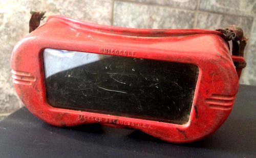 Vintage Goggles Steampunk Unigoggle Safety Welding Jackson Red Plastic Glass