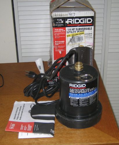 Ridgid submersible utility pump sump pump tp-250 1/4 hp 120v, 5.7 amp 20’ cord for sale