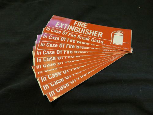 Lot of 10-&#034;fire extinguisher in case of fire break glass&#034; vinyl adhisive signs for sale