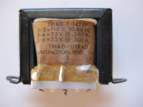 TRIAD Power Transformer F-142XP Sec 7.5 - 15 VAC CT .3 .6 amp Prim 115v  PC Mt