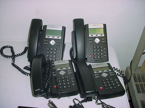 LOT OF 4 Polycom Soundpoint IP 330 SIP VOIP Black Business Phone 2201-12330-001