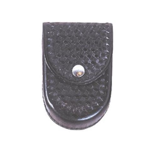 Leather Black Basket Weave Nickel - Duty Handcuff Covered Holder