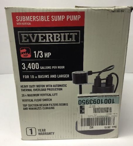 Everbilt 1/3 hp submersible sump pump with vertical sba033v1 for sale