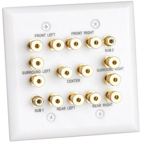 Datacomm electronics 45-0070 dual-gang plate 7.2 surround sound - white for sale