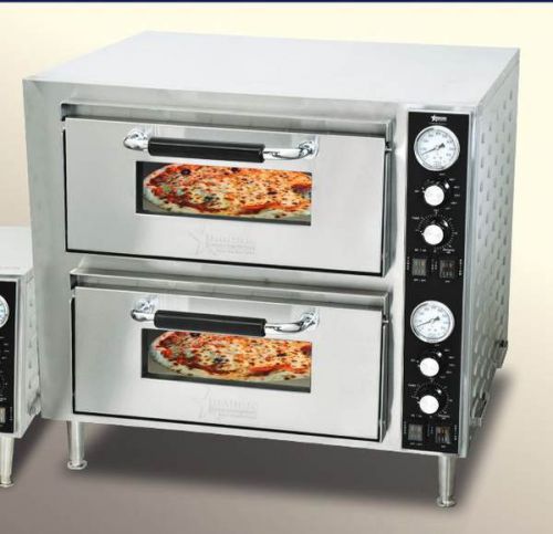 Omcan pc-cn-0032-d 240v 18&#034; dual chamber countertop pizza &amp; baking oven new!! for sale