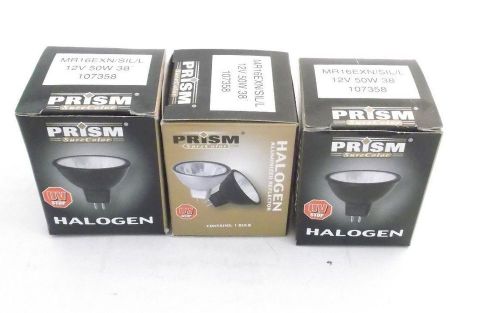 (3) prism 50 watt halogen bulbs - gu5.3 - 12v - mr16 - (107358) prepaid shipping for sale