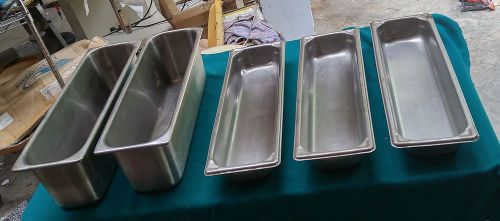 5 Stainless 1/3rd Steam Table Pans 3 are 3&#034; and 2 are 6&#034; Deep