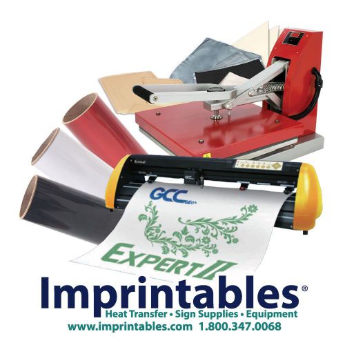 Gcc expert ii vinyl cutter &amp; red press package and heat transfer supplies for sale