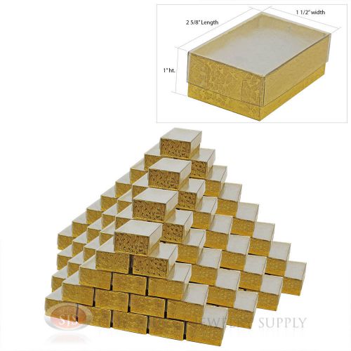 100 gold view top cotton filled jewelry gift boxes  2 5/8&#034; x 1 1/2&#034; for sale