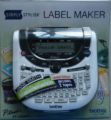 New Brother PT-1290BT3 Simply Stylish Label Maker P-Touch Home &amp; Office Labeler