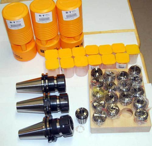 21 Pc. Talon CAT 40 ER 32x2.75&#034; 15K RPM CNC Collet Chuck Kit-3 Chucks,18 Collets