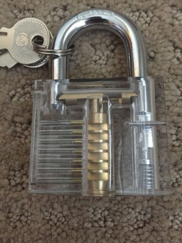 Clear Padlock Training Pick Lock Skill Locksmith Crystal Cut See Through Gate