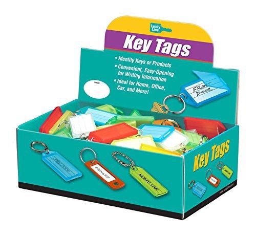 Lucky Line Products Key Tag with Flap &amp; Split Ring,100 Per Box; Assorted Colors