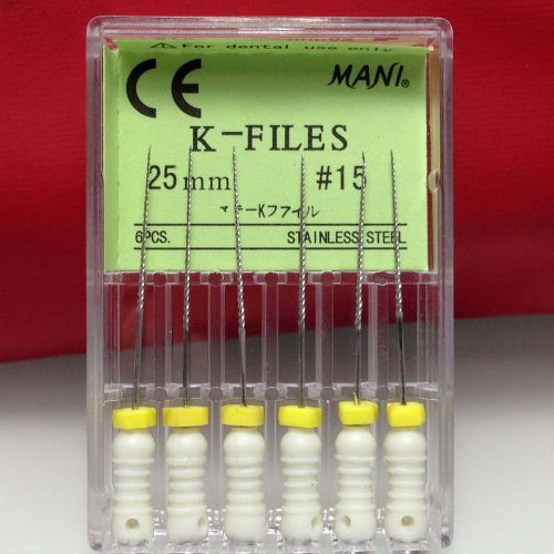 10Dental Mani K-Files 25mm #15 Stainless Steel Niti Endo Hand use Root Canal Qus